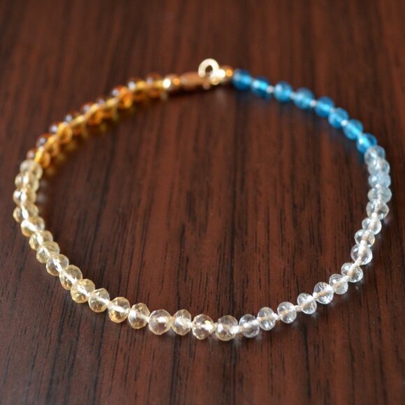 Citrine and Aquamarine Gemstone Bracelet - Picture 8 of 9